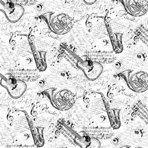 Music Instruments On White Fabric 0.5m