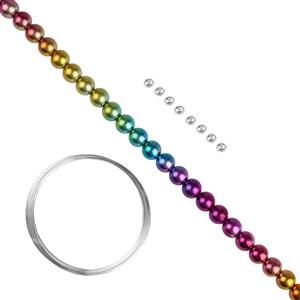 Matte Rainbow Ombre Hematite 10mm Plain Rounds & Memory Wire Project By Mark Smith