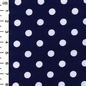 White Polka Dots on Navy Cotton Poplin Fabric 0.5m