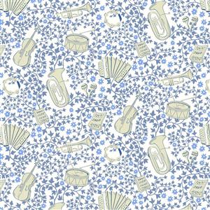 Liberty Garden Party Collection Musical Meadow Blue China Fabric 0.5m