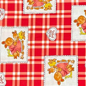 House of Alistair Red Bunny Cotton Fabric. Sold by the Metre