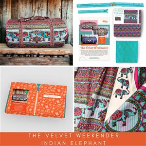 Amber Makes The Velvet Weekender Bag - Indian Elephants Kit