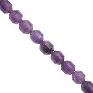 233cts Amethyst Faceted Drum Approx 8x10mm Beads Necklace with Lobster Lock & Extension -18