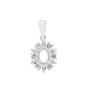 925 Sterling Silver Pendant Mount With 0.83cts White Topaz (To Fit 8x6mm Oval Cabochon) 