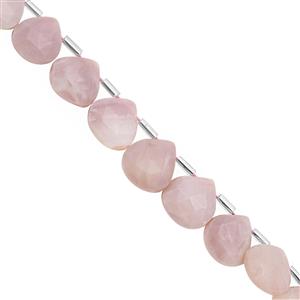 76cts Pink Opal Top Side Drill Graduated Faceted Heart Approx 9 to 12mm, 25cm Strand with Spacers