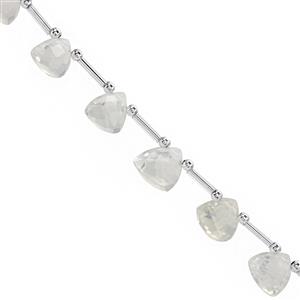 75cts Clear Quartz Faceted Trillions Approx 8 to 12mm, 23cm Strand With Spacers