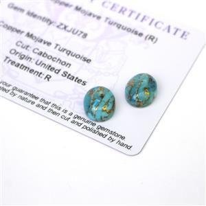 6.85cts Copper Mojave Turquoise 12x10mm Oval Pack of 2 (R)
