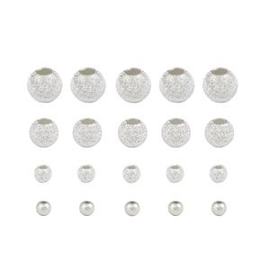  925 Sterling Silver Stardust Bead, Approx 2.5 to 6mm 20pcs