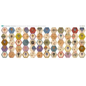 Vintage Up,Up and Away Hexies Fabric Panel (140 x 56cm)
