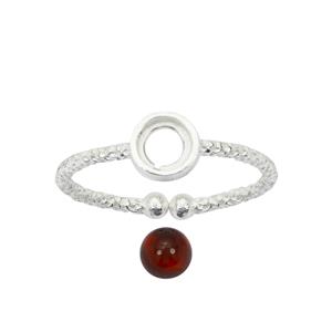 925 Sterling Silver Birthstone Adjustable Rings Mount With Red Garnet Approx 5mm