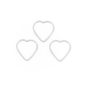 925 Sterling Silver Heart Shape Closed Jump Rings Approx 25mm, 3pcs