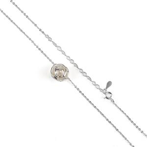 925 Sterling Silver Floral Caged Freshwater Pearl Necklace (18 Inch Chain & Extender)