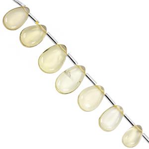 72cts Lemon Quartz Top Side Drill Graduated Smooth Pear Approx 8x6 to 17x11mm, 20cm Strand with Spacers