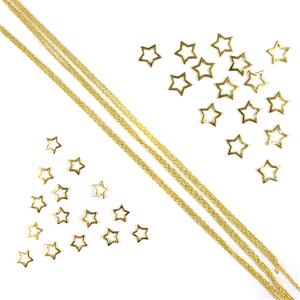 Starry Suites - Gold Plated 925 Sterling Silver 6mm & 8mm Star J/Rings & Rope Chain