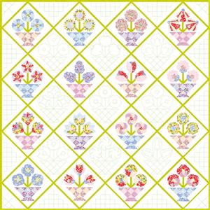 Alice Caroline Liberty Floral Fantasy Quilt Kit 1 - (4 x Blocks)