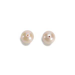 White Freshwater Cultured Half Drilled Round Pearls Approx 8mm (1Pair)