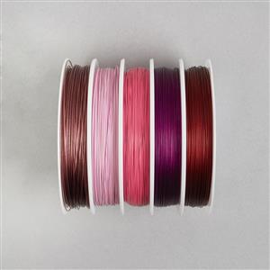 Red & Pink Beading Thread Pack Approx 0.38mm (5pcs)