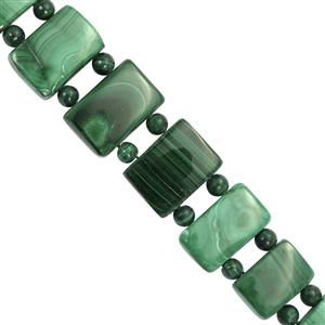 102cts Malachite Smooth double Drill Cushion Approx 11x7 to 16x11mm 11cm Strands With 4mm Spacers beads 