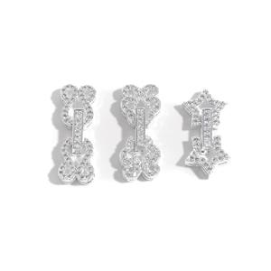 Silver Plated Base Metal CZ Clasps, Approx 25mm - 3pcs 