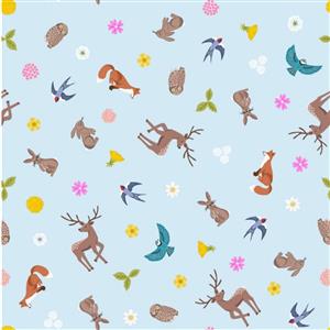 Lewis & Irene Clearbury Down Collection Clearbury Creatures Sky Blue Fabric 0.5m