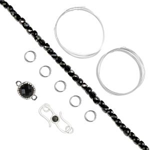 925 Sterling Silver, Black Spinel Rose Cut Connector & Faceted Cube Project 