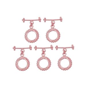 Rose Gold Plated Base Metal Beaded Toggle Clasp, Approx. 25x19mm (5pk)