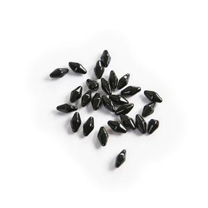 Jewellery Maker Czech Bobbi Beads by Mark Smith - Jet, 6x12mm (25pcs)