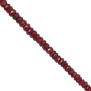 8cts Longido Ruby Faceted Rondelles Approx 2 to 3mm, 15cm Strand