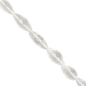 60cts Clear Quartz faceted Rice beads Approx 9x5 to 19x7mm, 23cm Strand