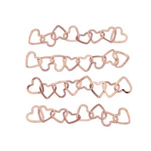 Rose Gold Plated 925 Sterling Silver Heart Extender Chain, Approx 2 Inch (Pack of 4pcs)
