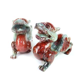 Pair of Jade Foo Dogs Approx 19 cm 