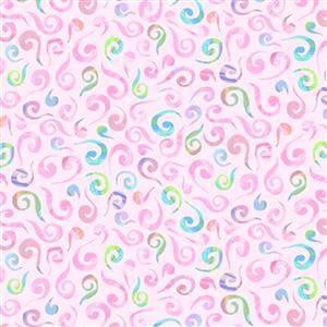 Floral Fascination Scroll Pink Fabric 0.5m