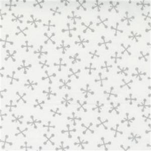 Moda Whispers Metallic White Silver Stitch Fabric 0.5m