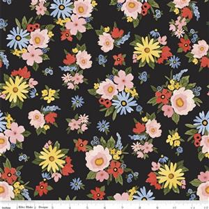 Echo Park Paper Co. Beautiful Day in Black Floral Fabric 0.5m