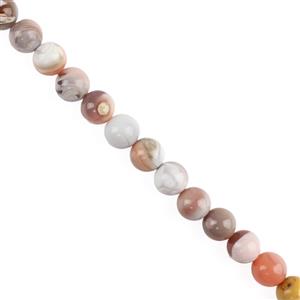 105cts Peach Botswana Agate Plain Rounds, Approx 7mm, 38cm Strand