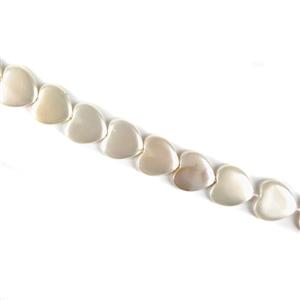 White Heart Shaped Shell Pearls Approx 15mm, 20cm Strand