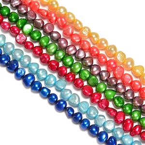 Freshwater Cultured Nugget Pearls Approx 6x7mm In Chakra Colours ,7x20cm Strands