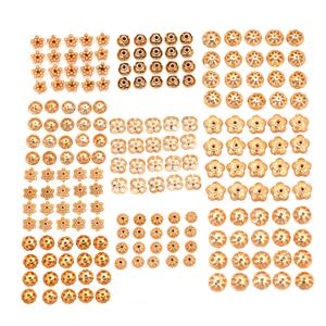 Rose Gold Color Base Metal Bead Caps Bundle, 10 Designs (20pcs In Each Design), 200pcs