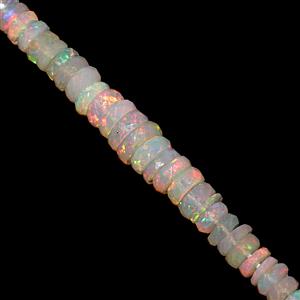 12cts Ethiopian Opal Graduated Faceted Wheels Approx 3x1 to 6x1mm, 10cm Strand 
