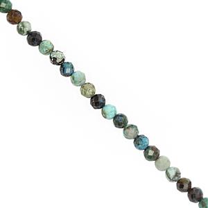 23cts MultiI Chrysocolla Faceted Round Approx 3.5 to 4mm, 25cm Strand