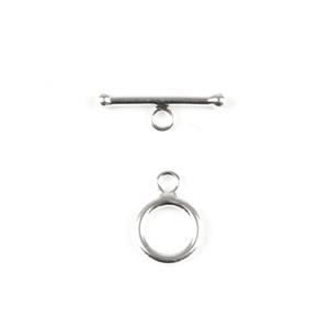 JM Essential 925 Sterling Silver Toggle Clasp T-Bar - Approx 23mm, Ring 12mm (1pc)