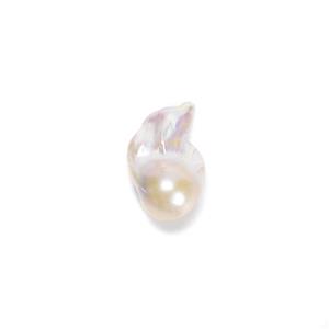 White Freshwater Cultured Half Drilled Baroque Pearl Approx 18mm, 1pc