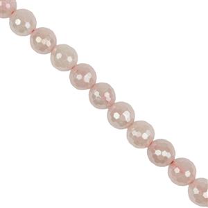 180cts Coated Rose Quartz Faceted Rounds, Approx. 8mm, 38cm Strand