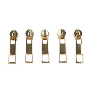 Gold Rectangle Zip Slider for Number 5 Nylon Zips 5 Pieces