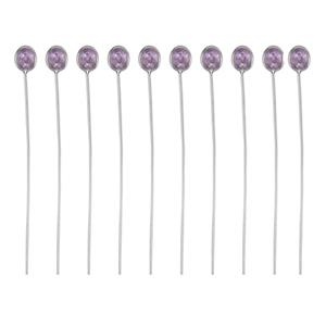 2.25cts Amethyst Sterling Silver Head Pin Oval 4x3mm length 40mm and width 0.50mm (Pack of 10 Pcs.)