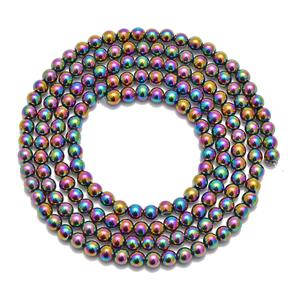 450cts Rainbow Coated Haematite Plain Rounds Approx 6mm, 1m Strand