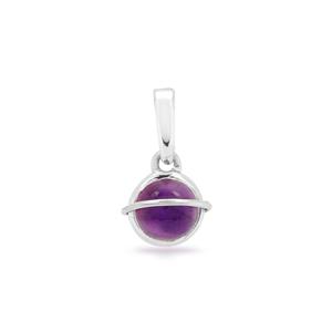 925 Sterling Silver Planet Pendant with Amethyst, Approx 14mm