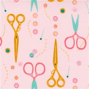 Moda Sew Wonderful Pink Scissors Fabric 0.5m