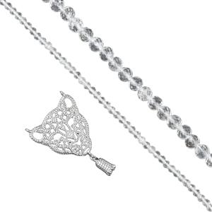 The Pantheress! 925 Sterling Silver Panther Tassel Cap & 2m Faceted Clear Quartz
