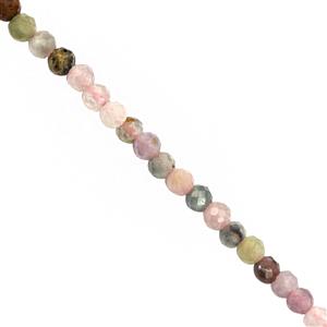 7cts Multi-colour Tourmaline Faceted Round, Approx 2-3mm 30cm Strand